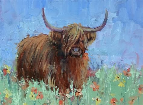 Scottish Highland Cow Original Watercolour Painting Painting Watercolor