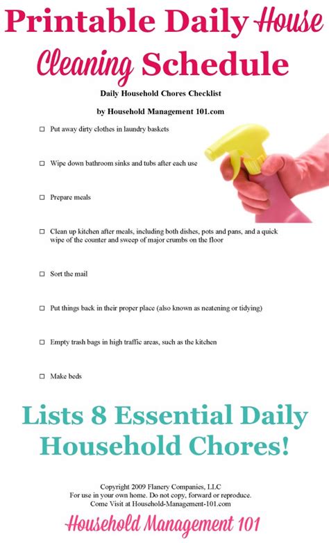 Daily House Cleaning Schedule 8 Essential Daily Household Chores