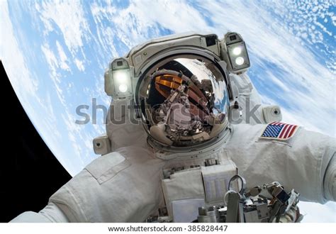 Astronaut Floating Space Earth Background Some Stock Photo Edit Now