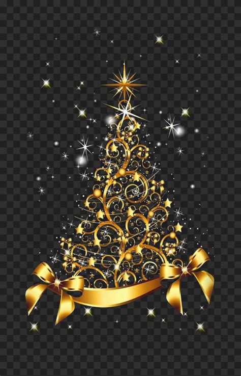 Christmas Sparkle Gold Tree Illustration Design Citypng