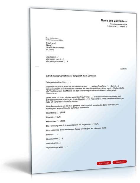 Eine bürgschaft endet spätestens dann, wenn der zweck, für den sie abgeschlossen wurde, entfällt. Inanspruchnahme Bürgschaft | Vorlage zum Download