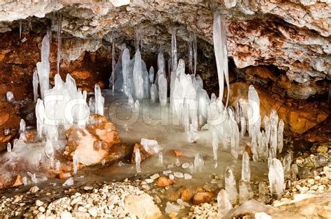 Ice Stalagmites In The Cave Stock Image Colourbox