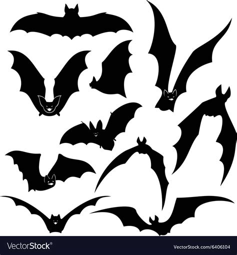 Black Bats Silhouettes Set Royalty Free Vector Image