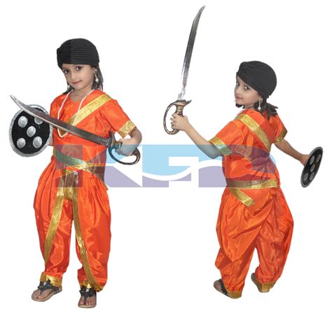 Rani Laxmi Bai Orange National Hero Freedom Fighter Costume For Independence Day Republic Day