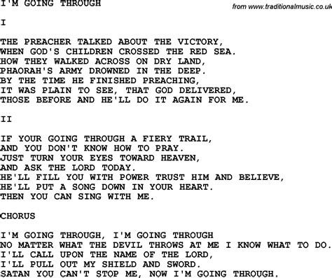 Country Southern And Bluegrass Gospel Song Im Going Through Lyrics