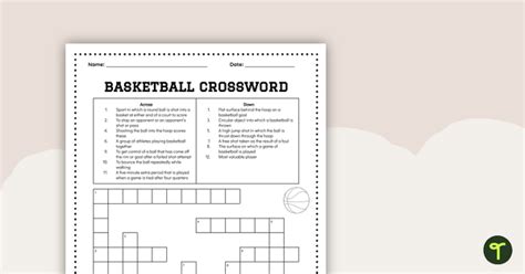 Basketball Crossword Teach Starter