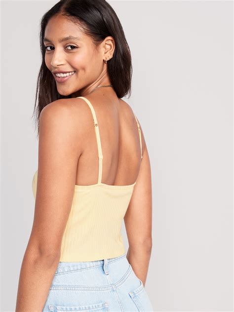 strappy rib knit cropped tank top for women old navy