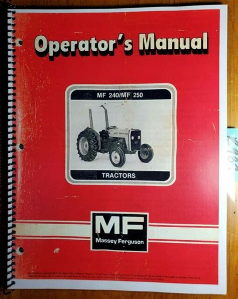 Massey Ferguson Mf 240 Mf 250 Tractor Operators Manual Original 1985
