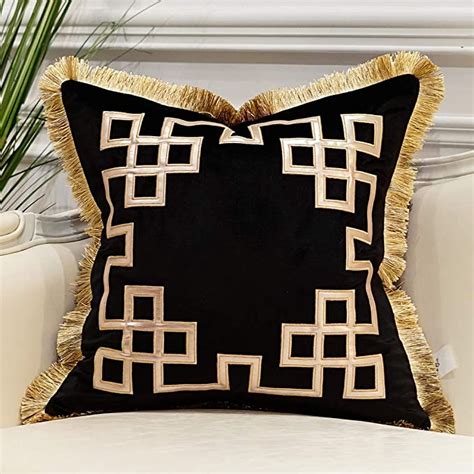 Avigers Luxury Black Decorative Pillow With Tassels 20 X 20