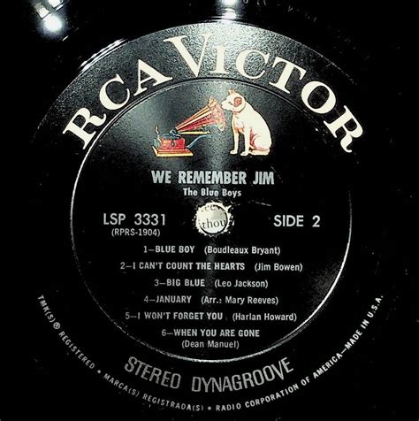1965 Jim Reeves Blue Boys We Remember Jim Vinyl Lp Record Ebay