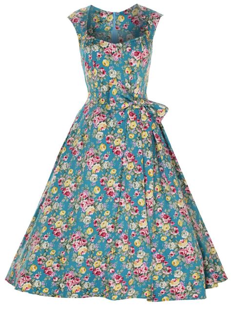 Lindy Bop Grace Vintage 1950s Floral Print Swing Dress Uk