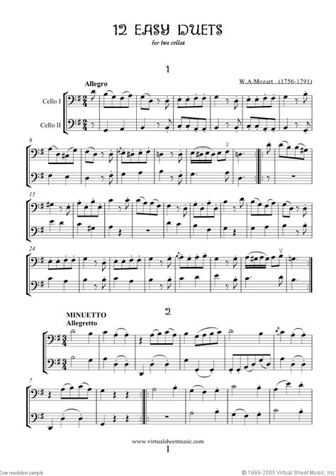 Of course, we want to play a duett. Mozart - Easy Duets sheet music for two cellos PDF-interactive