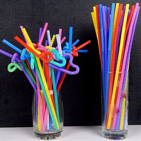100 Pcs 10 Inch Extra Long Multi Colored Flexible Bendy Disposable