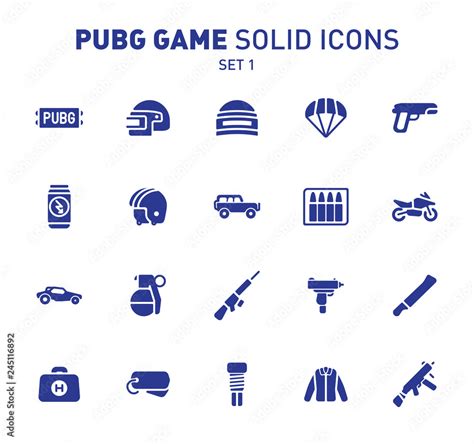 Pubg Game Glyph Icons Vector Illustration Of Combat Facilities Solid