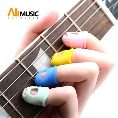 Allmusic 4pcsset Silicone Finger Guards Guitar Fingertip Protectors