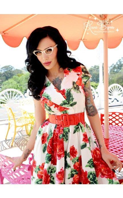 Pinup Couture Birdie Party Dress In Red Vintage Floral Pinup Girl