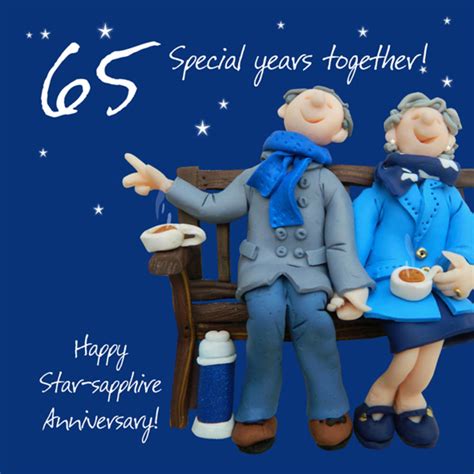 Happy 65th Star Sapphire Anniversary Greeting Card One Lump or Two