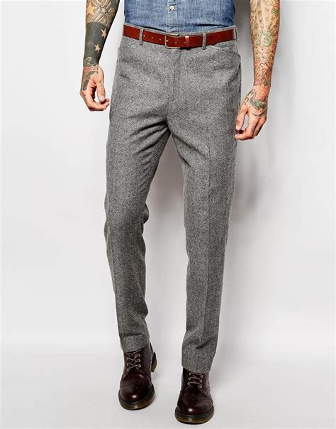 Suits available in classic fit, executive fit, slim fit, modern fit, & skinny fit. ASOS Slim Smart Pants In Tweed - Grey | fashion in 2019 ...