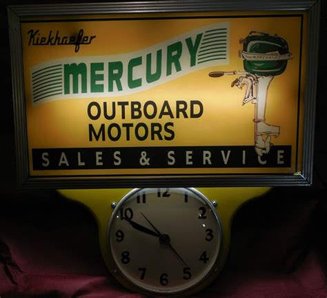 Mercury Outboard Motors Sales And Service Clock Sign