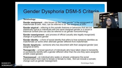 Gender Dysphoria Dsm 5 Criteria Youtube