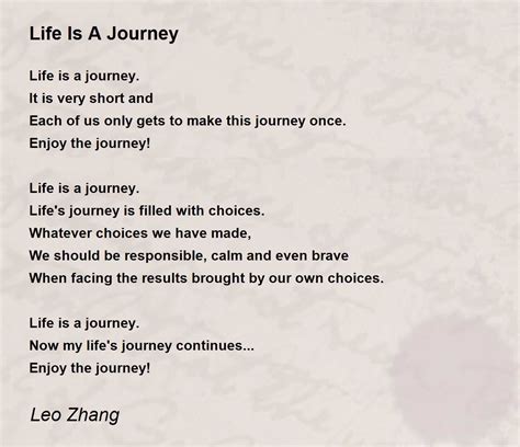 Life Is A Journey Life Is A Journey Poem By Leo Zhang