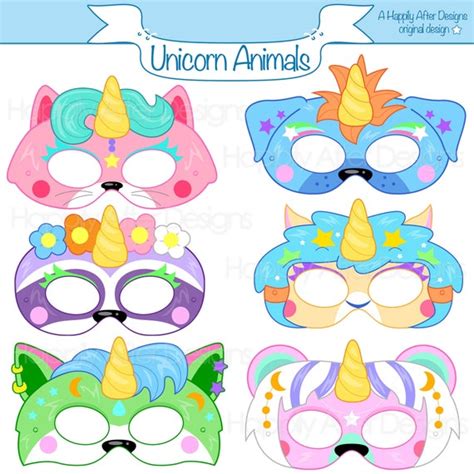 Unicorn Animals Printable Masks Unicorn Mask Unicat Mask Etsy Canada