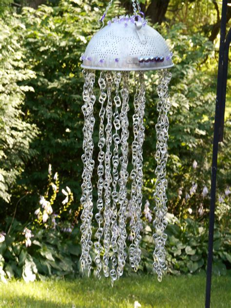 Jelly Fish Wind Chime Made From A Collander And Soda Can