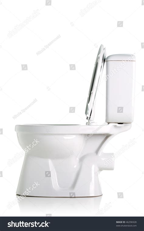 Opened Toilet Side View Isolated On White Stock Photo 46296928