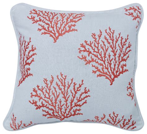 Salmon Colored Embroidered Coral Pillow Decorative Pillows By Hiend