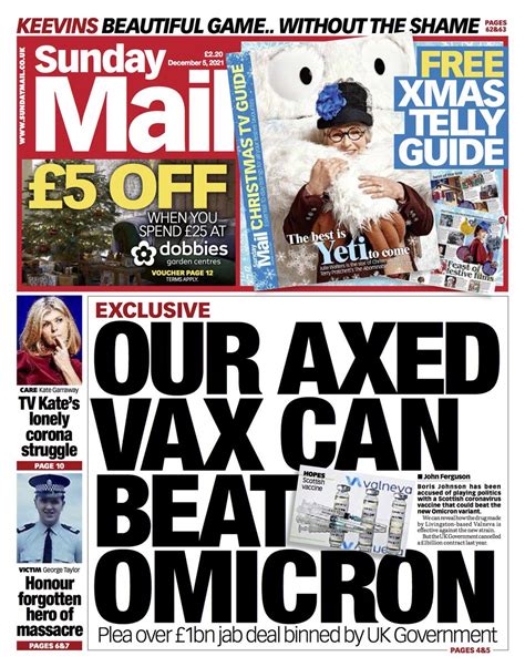 Sunday Mail Front Page Th Of December Tomorrow S Papers Today
