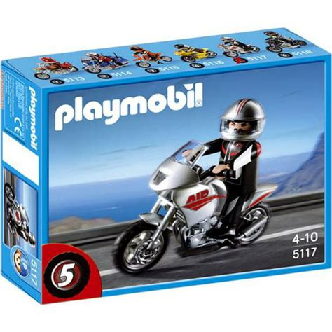 Playmobil Transport Gray Motorcycle With Rider Set 5117