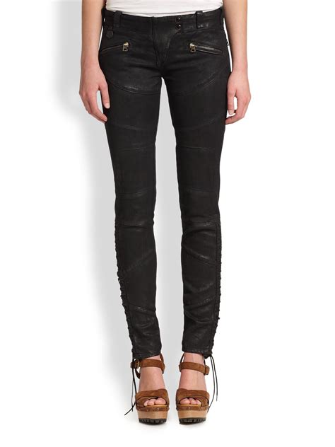 Polo Ralph Lauren Coated Skinny Jeans In Black Lyst