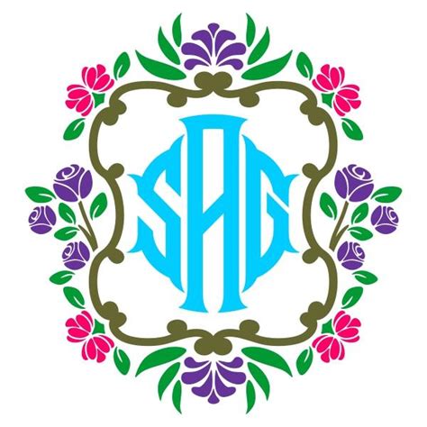 Floral Frame Pack Monogram Cuttable Frame Apex Embroidery Designs