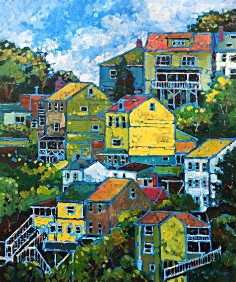 Small Town Abstract Painting Acrylic Painting Canvas Landscape