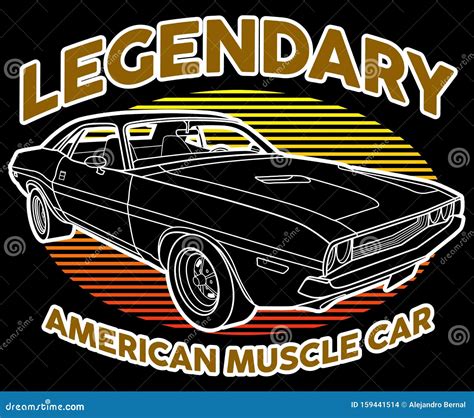 Legendary American Muscle Car Stock Illustration - Illustration of