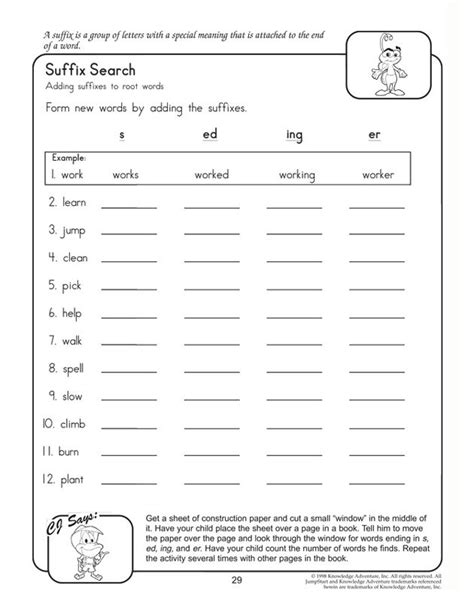 Suffix Search English Worksheets For 2nd Grade Suffixes Worksheets