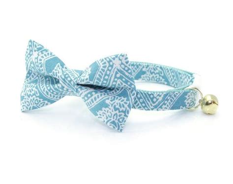 Accessorize your loved pets with stylish bow tie collar from alibaba.com. Floral Cat Bow Tie - "Colette" - Mint Aqua Paisley Damask ...