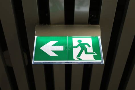 Exit Direction Sign During Evacuation Stock Photo Image Of Help