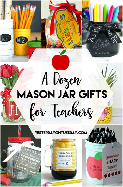 Gift ideas for child's teacher. A Dozen Mason Jar Gifts for Teachers: Great ideas to make ...