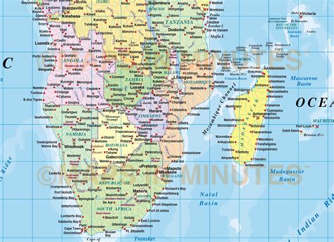 Digital Vector Map Of Africa Region Political With Ocean Contours In