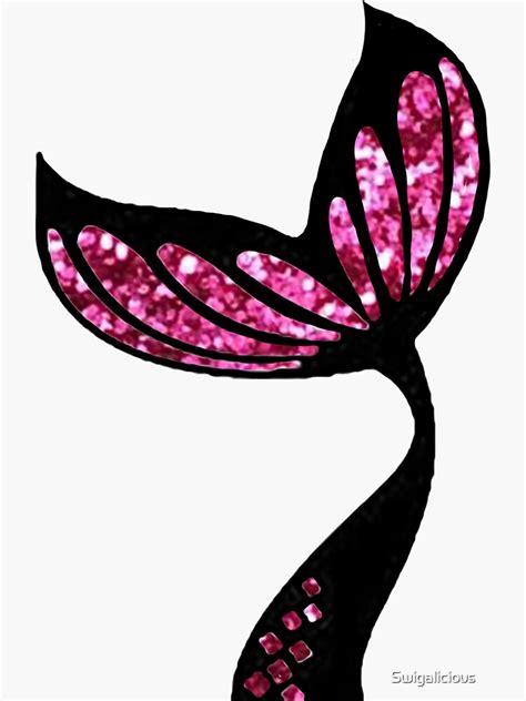 Mermaid Tail In Glitter Hot Pink Sticker For Sale By Swigalicious