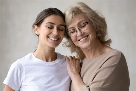 Close Up Of Happy Mature Mom And Grownup Daughter Hugging Stock Image Image Of Gratitude Aged