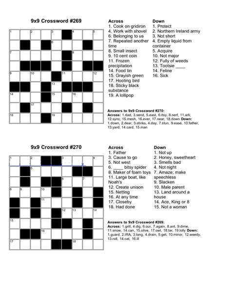 Printable Crossword With Answers Printable Crossword Puzzles Online