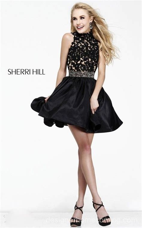 Backless Sherri Hill Homecoming Dress Black 21194 Satin Homecoming