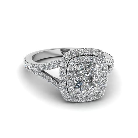 Cushion Cut Diamond Double Halo Engagement Ring In 950 Platinum