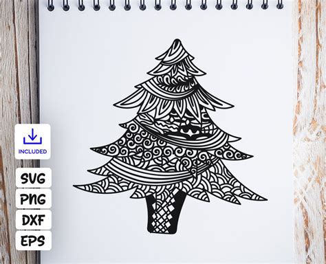 Download Christmas Tree Mandala SVG, Christmas Tree Zentangle SVG, Zentangle Christmas svg, Mandala ...