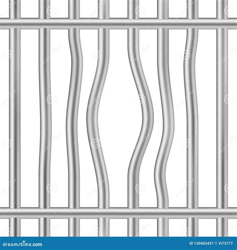 Belted Jail Bars Cage Broken Iron Prison Cell Vector Stock Vector