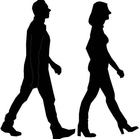 Man And Woman Walking Silhouette Free Svg
