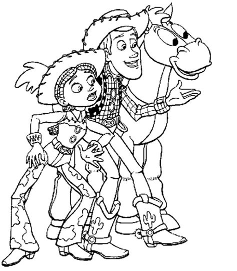 Coloriage Woody et Jessie toy story dessin gratuit à imprimer