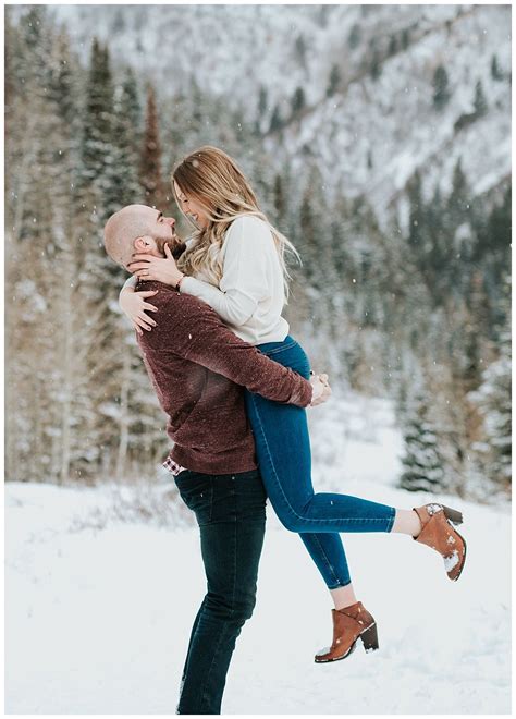 Snowy Utah Engagement Session Winter Is One Of The Most Beautiful